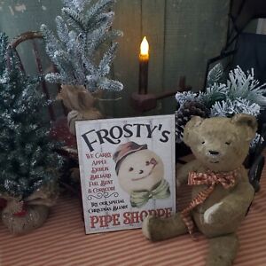 Primitive Victorian Vintage Retro Style Christmas Frostys Snowman Pipe Shop Sign
