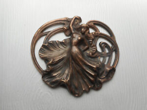 Dancing Woman Art Nouveau Style Vintage Pierced Brass Button 1 7 8 Dancer
