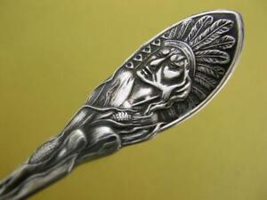 Sterling Souvenir Spoon St Thomas Indian Chief Warrior Handle