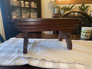 Vintage Small Wood Foot Stool Primitive Bench Rustic Country Farmhouse