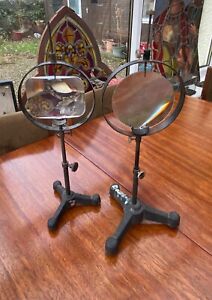 Pair Of Vintage Scientific Instrument Magnifying Glass Stands Optical 40cm Tall
