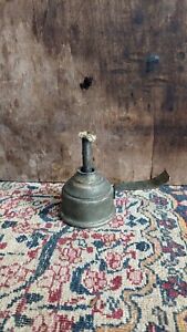 Antique Early Primitive Metal Tin Chamber Whale Oil Lamp Burner W Handle 4 25 