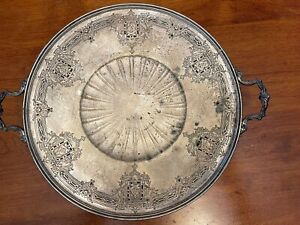 Chinese Dragon Chippendale Pagoda Handled Cake Tray Silverplate Meriden Sp Co