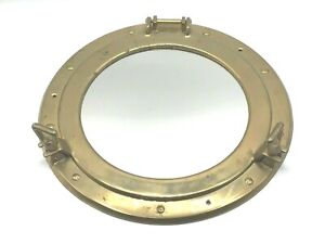 Vintage Brass Porthole Mirror Nautical 11 1 2 Diameter Opens