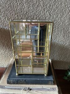 Vintage Mirrored Glass Brass Display Case Small Curio Cabinet 10 X6 X2 5 