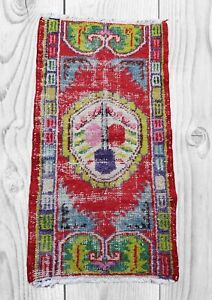 Vtg Turkish Prayer Rug Hand Woven Wool Blend Antolian Cicim Tapestry 46 X 23 