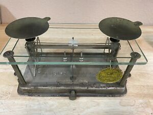 Antique Apothecary Drug The Torsion Balance Co Glass Scale W Ca Seal Made In Ny