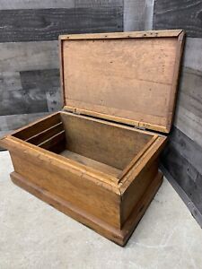 Antique Wood Carpenter S Chest Handmade Storage Trunk Vintage Tool Box Primitive
