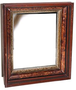 Antique Eastlake Style Mirror Picture Frame 16x14 Walnut Wood Gold Liner