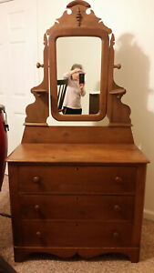 Antique Dresser With Mirror Lamp Holders