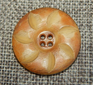Antique Vtg Carved Bovine Bone Button Of Elephant Aprx 1 1 4 325 Y