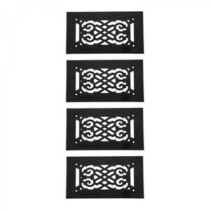 4 Heat Air Vent Grille Cast Aluminum Victorian Black Finish Register Pack Of 4