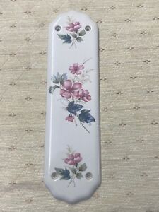 Vintage Ceramic Pink Floral Door Push Finger Plate Dated 1961