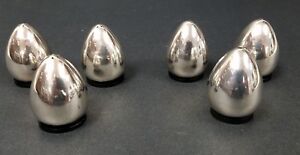 3 Pair Evald Nielson Denmark Sterling Silver Egg Salt Pepper Shakers