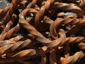 1 Yd Wrought Iron Chain Old Vtg Antique Style Rusty Forged Twisted Metal Link