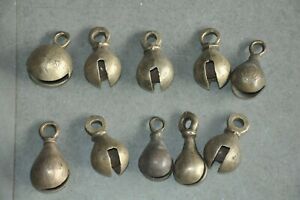 10 Pc Old Brass Handcrafted Fine Quality Small Unique Cow Bells