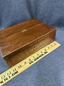 Antique Writing Box 1800 S Victorian Travel Carriage Lap Desk Wood Brass Inlaid