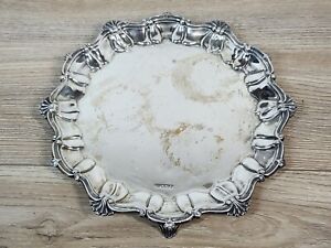 Henry Wigfull 1906 Sterling Silver Sheffield Salver Tray Hw Crown Lion O Stamp