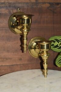 Vintage Brass Sconces Wall Candle Oil Lamp Holder Set Of 2