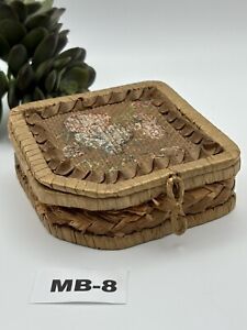 Antique Basket Woven With Hinged Lid Handmade Trinket Box Sewing Box Very Old