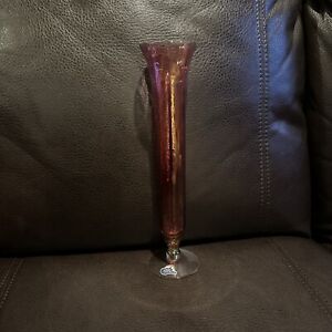 Vintage Cranberry Red Glass Vase West Virginia Glass 10 In Tall