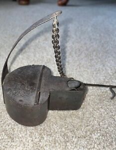Antique Pennsylvania 1800s Hand Wrought Iron Betty Whale Oil Or Grease Lamp