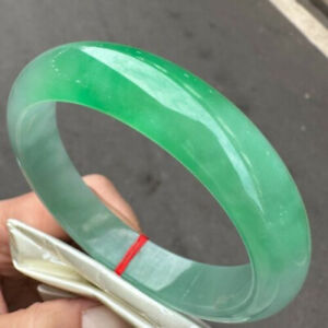 Certified Natural Grade Aaa Icy Green Burmese Jade Jadeite Bracelet Bangle 60mm