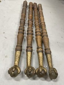 Vintage Set Of 4 Ornate Claw Feet 30 Wooden Table Legs Nlhb