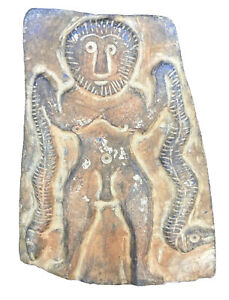 Near East Bactrian Monkey Headed Snake Relief Lapiz Stone Tile Old Antique