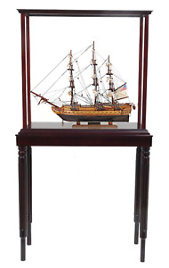 Uss Constitution Old Ironsides Tall Ship Wooden Model 22 W Floor Display Case