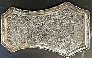 Old Persian Islamic Silver Tray For Samovar Hand Made 192gr Rare 