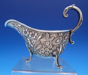 Repousse By Jacobi And Jenkins Sterling Silver Gravy Boat W Three Feet 7669 