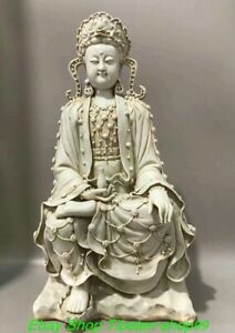 20 8 Old Dehua White Porcelain Bottle Kwan Yin Guanyin Quanyin Goddess Statue