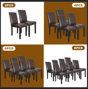 Faux Leather Dining Chair Set Of 2 4 6 8 Wood Legs Waterproof Restaurant Chairs