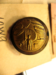 Antique Goodwins Iowa State Seal Coat Brass Button With Early Tin Back