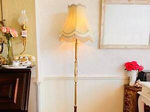 Vintage Marble Floor Stand Lamp Big Lampshade 70s Vintage Lamp