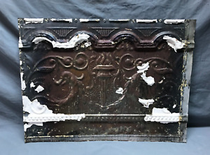 Antique Vtg Tin Ceiling Panel 19 X 26 Shabby White Torch Chic Old 711 24b