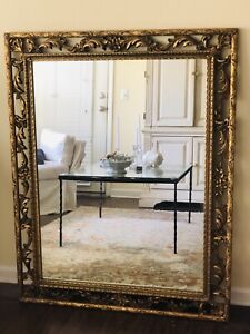 Large Antique Gilt Wood Italian Mirror Rococo Gorgeous Carving 