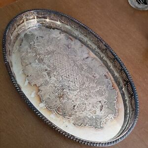 Vintage Silver Plate Serving Platter Oval Cavendish Sheffield Eng E P Copper