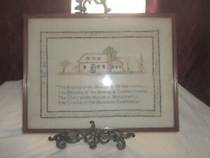 Vintage House Trees Needlework Sample The Beauty Of The House Poem