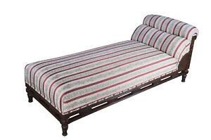 Antique Victorian Eastlake Mahogany Daybed Chaise Lounge Fainting Couch Recamier