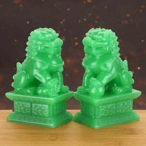 Pair Of Fu Foo Dogs Guardian Lions Feng Shui Lion Statues For Cash Register O