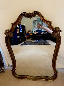 Vintage Gold Rococo Wall Mirror Ornate Hollywood Regency Scrolled 29 X 20 