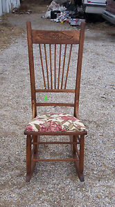 Oak Sewing Rocker Rocking Chair Rose Print R125 