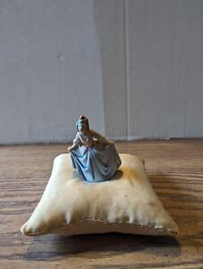 Antique Victorian Pin Cushion W Small Statue Of Woman