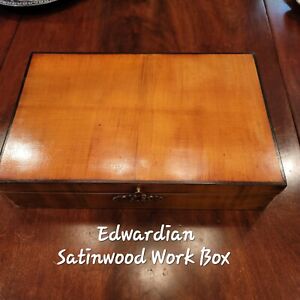 Antique Edwardian Satinwood Ladies Work Box