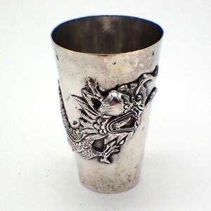 Dragon Shot Cup Chinese Export Silver
