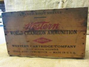 Vintage Wooden Western 12ga Shot Gun Shells Ammo Box Crate Antique Hunting 10286