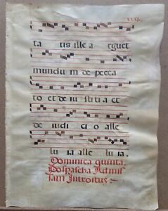 16th Century Antiphonal Music Manuscript On Vellum 20 15 Double Sided 1 Page