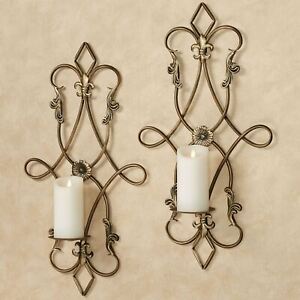 Silvana Antique Gold Candle Wall Sconce Pair